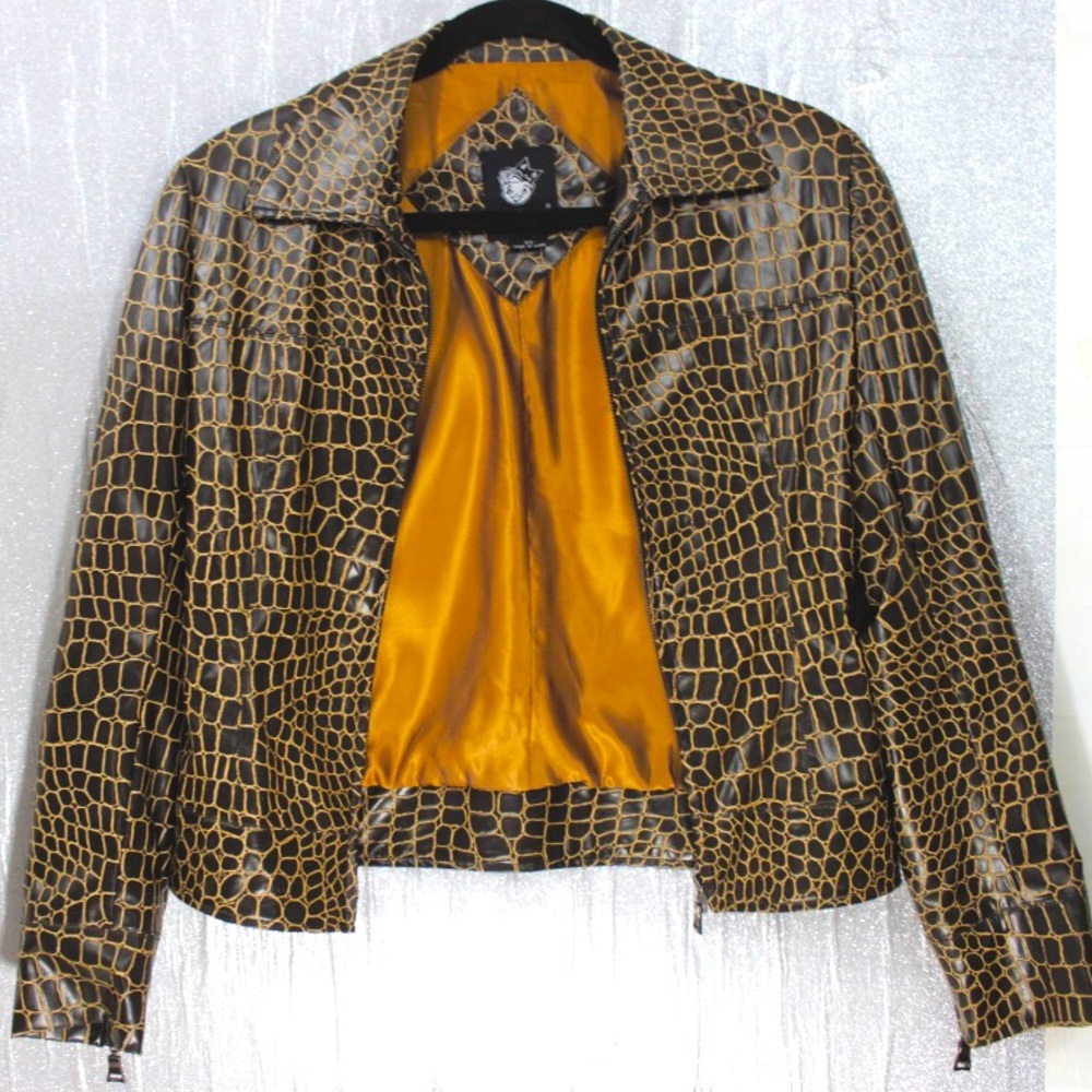 DOLLHOUSE TORTOISE PRINT FAUX-LEATHER MOTO JACKET
